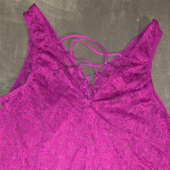 Torrid Raspberry Purple All Lace Bodysuit Top Strappy Tank Lingerie Intimate 1X - Picture 2 of 8